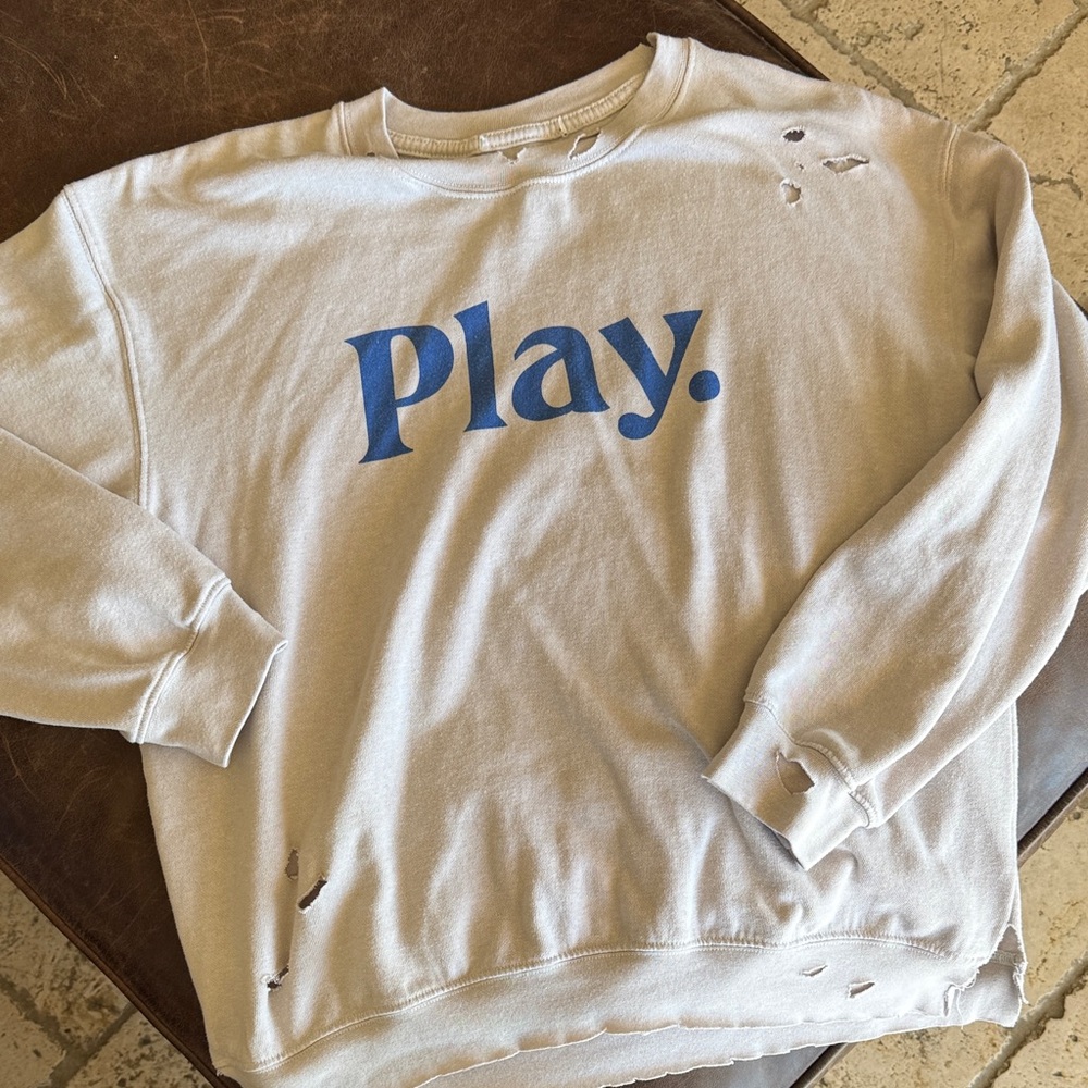 Sub_Urban Riot Play. Distressed Cream Sweater